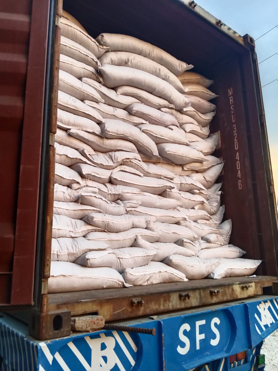 Kohenoor International seed bags loaded in an export container